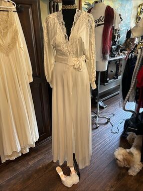 1960’s Lily of France Rosa Puleo-szule Ivory Satin Bridal Dressing Gown Set Sz S